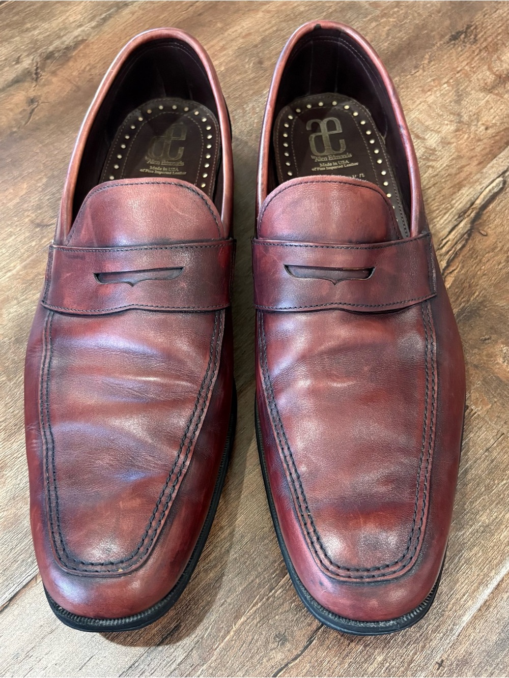 Allen Edmonds Burgundy Leather Penny Loafers